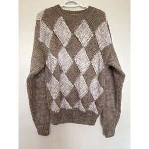Vintage Forum Sweater Mens Large Arguile Geometrick Knit Crewneck  80s